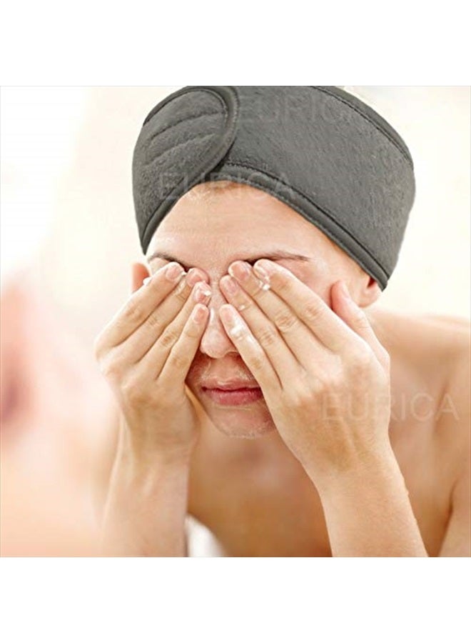 EUICAE Spa Headband Hair Wrap Sweat Headband Head Wrap Hair Towel Wrap Non-slip Stretchable Washable Makeup Headband for Face Wash Facial Treatment Sport Fits All White (Gray) - Image 5