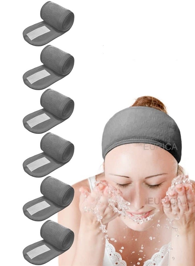 EUICAE Spa Headband Hair Wrap Sweat Headband Head Wrap Hair Towel Wrap Non-slip Stretchable Washable Makeup Headband for Face Wash Facial Treatment Sport Fits All White (Gray) - Image 1