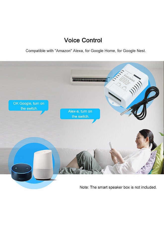 Generic - eWeLink TH-16 Smart Wifi Switch 16A/3000W Monitoring Temperature Wireless Home Automation Kit with Waterproof DS18B20 Temperature Sensor Compatible With Google Home/Nest - Image 1