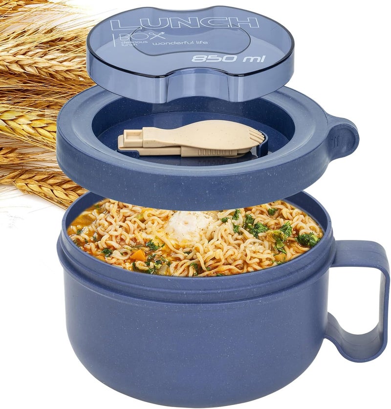 Ronanemon Unbreakable Microwave Soup Mugs with Lids and Handles,Microwave Ramen Bowl with Lid for Soup and Instant Noodles,Oatmeal, Gumbo, Salad,BPA Free (Sapphire Blue) - Image 1