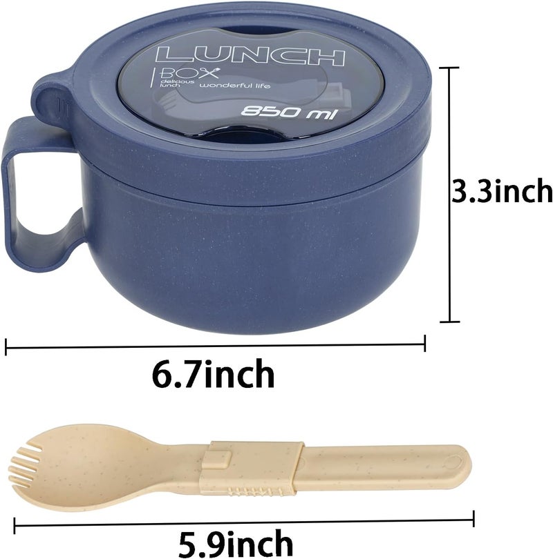 Ronanemon Unbreakable Microwave Soup Mugs with Lids and Handles,Microwave Ramen Bowl with Lid for Soup and Instant Noodles,Oatmeal, Gumbo, Salad,BPA Free (Sapphire Blue) - Image 3