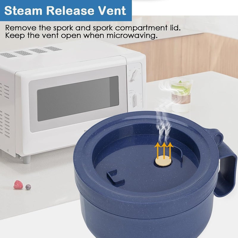 Ronanemon Unbreakable Microwave Soup Mugs with Lids and Handles,Microwave Ramen Bowl with Lid for Soup and Instant Noodles,Oatmeal, Gumbo, Salad,BPA Free (Sapphire Blue) - Image 5