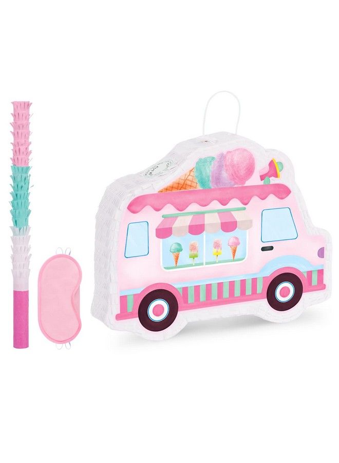 Wernnsai بيناتا آيس كريم 15.7 × 12.2 بيناتا شاحنة آيس كريم مع عصا وقناع عيني لعبة عيد ميلاد للأطفال البنات حفلة صيفية بموضوع الحلوى حفلة استحمام الأطفال أنشطة مدرسية زينة حفلة الحلوى - Image 1