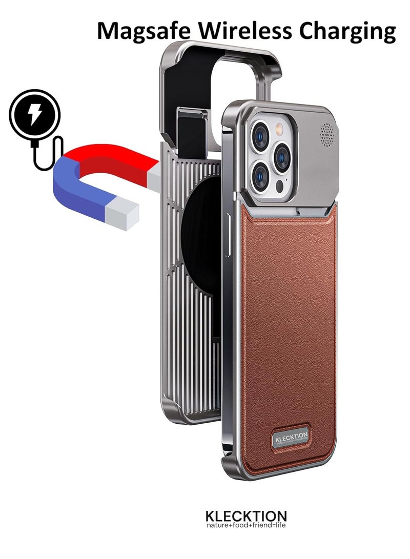 حافظة جلدية من سبائك الألومنيوم للطيران لهاتف iPhone 14 Pro Max، غطاء معدني رفيع باللون الأسود - Image 3