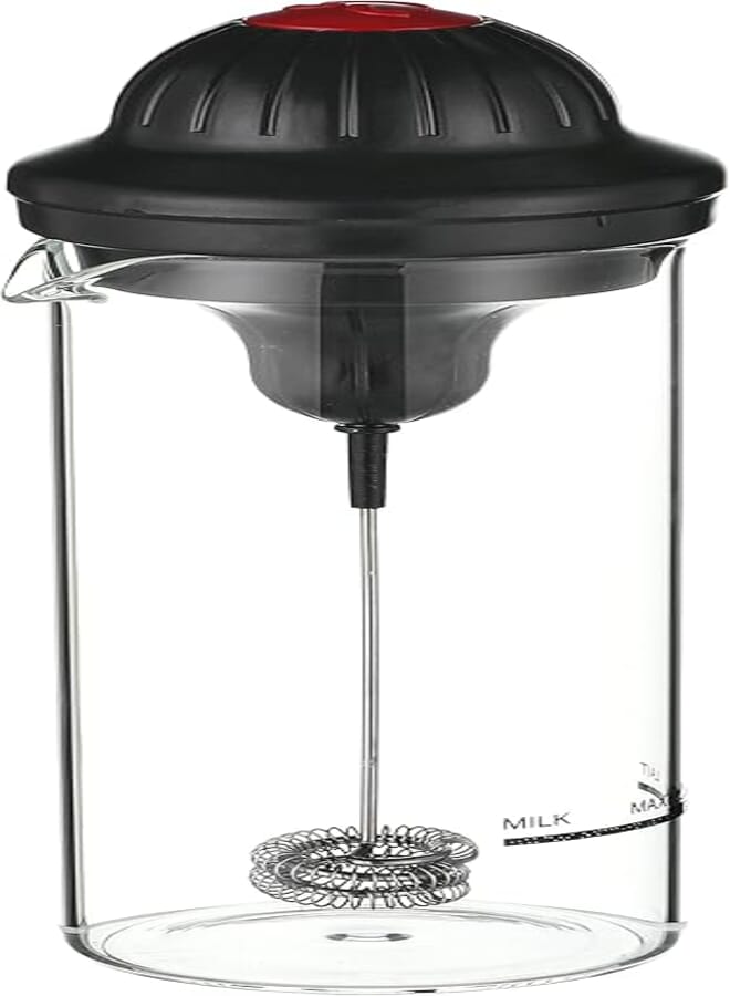 Spaceshoop Milk frother electric foamer coffee foam maker milk shake mixer battery operated latte cappuccino frothing pitcher stainless steel coffee frother whisk machine large milk frother jug cup glass