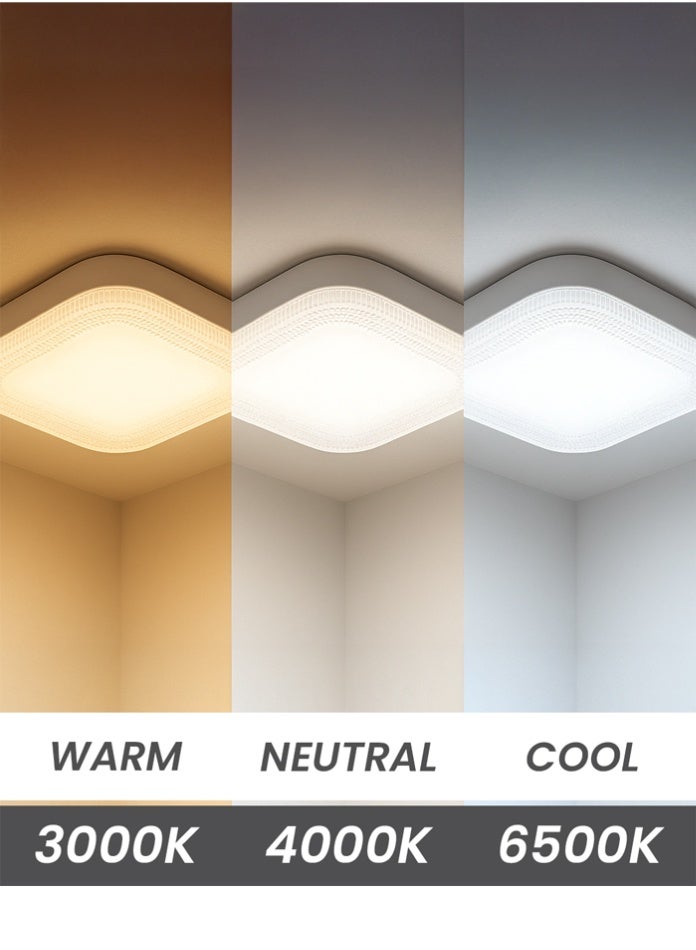 MODI LED Small Panel Light 24W, 18CM, 3-Color Changing, Square Shape – Crystal Flush Mount Fixture 2350LM – Modern Ceiling Lamp for Living Room, Bedroom, Hallway - Image 4