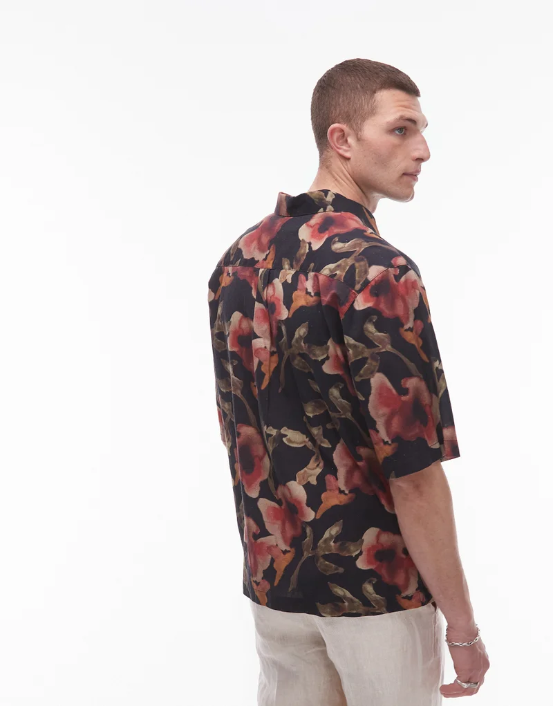TOPMAN Floral Printed Short Sleeve Shirt
