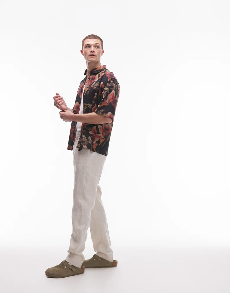 TOPMAN Floral Printed Short Sleeve Shirt