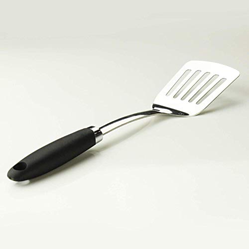 JXWING Brushed Slotted Stainless Steel Turner, Non-Slip Spatula with Ergonomic Handle - Image 2