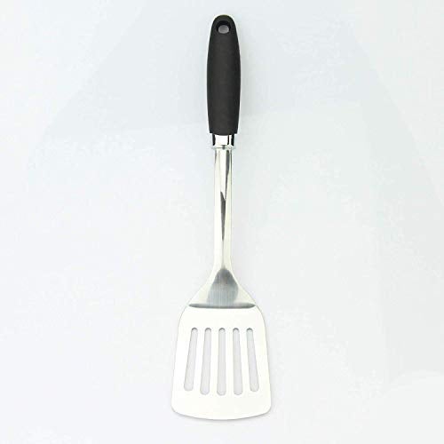 JXWING Brushed Slotted Stainless Steel Turner, Non-Slip Spatula with Ergonomic Handle - Image 4