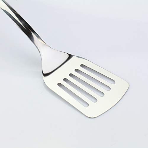 JXWING Brushed Slotted Stainless Steel Turner, Non-Slip Spatula with Ergonomic Handle - Image 3