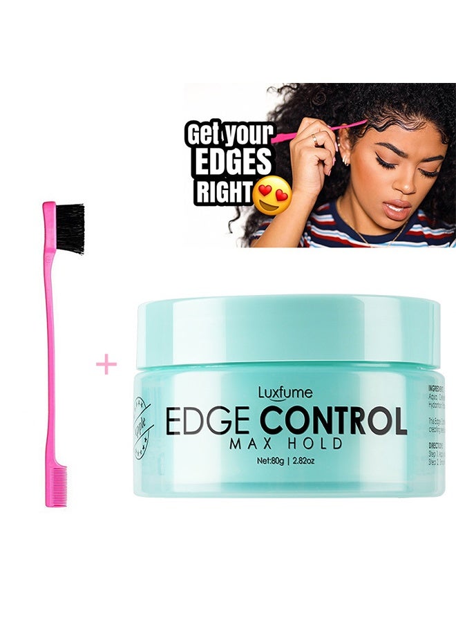 Luxfume Edge Control, Booster Extra Strength ,Moisture Thick Coarse Hair, Great For Relaxed And Natural Hair ,Strong Hold Styling Gel With Brush 80g (Apple) - Image 2