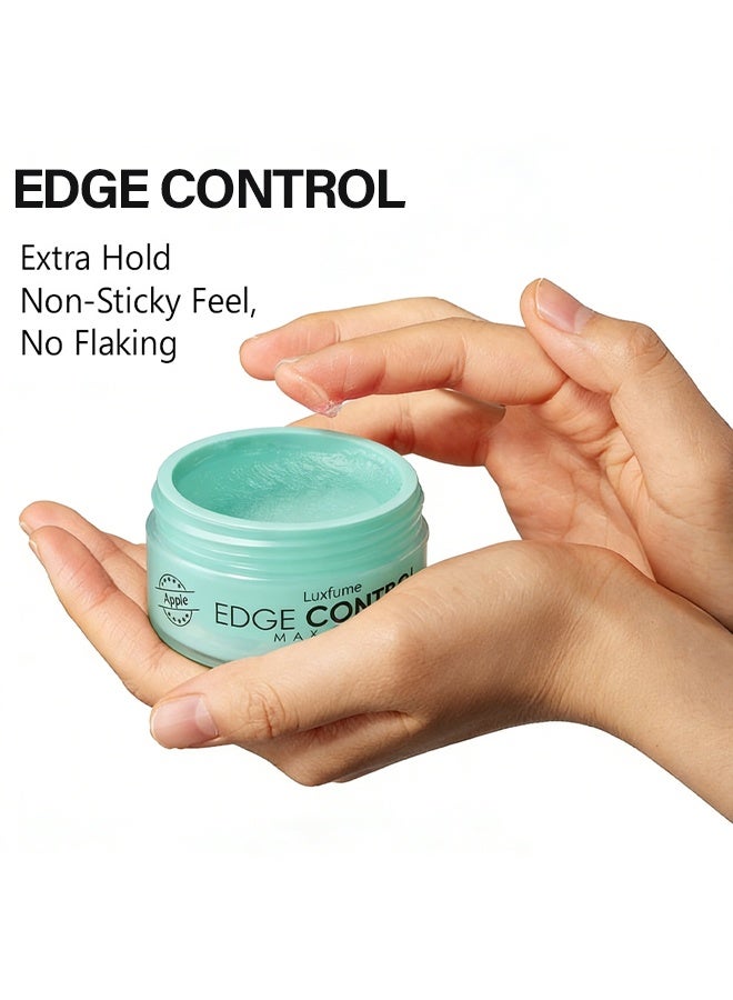 Luxfume Edge Control, Booster Extra Strength ,Moisture Thick Coarse Hair, Great For Relaxed And Natural Hair ,Strong Hold Styling Gel With Brush 80g (Apple) - Image 4