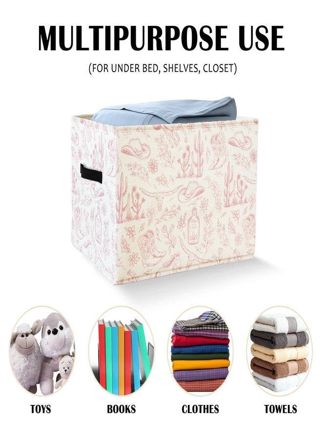 KDHTY Western Cowgirls Storage Basket Organizer Bins With Handles,Western Nursery Organizing Decorative Storage Basket for Home,Collapsible Closet Shelf Cloth Organizer Basket for Bedroom Bathroom - Image 2