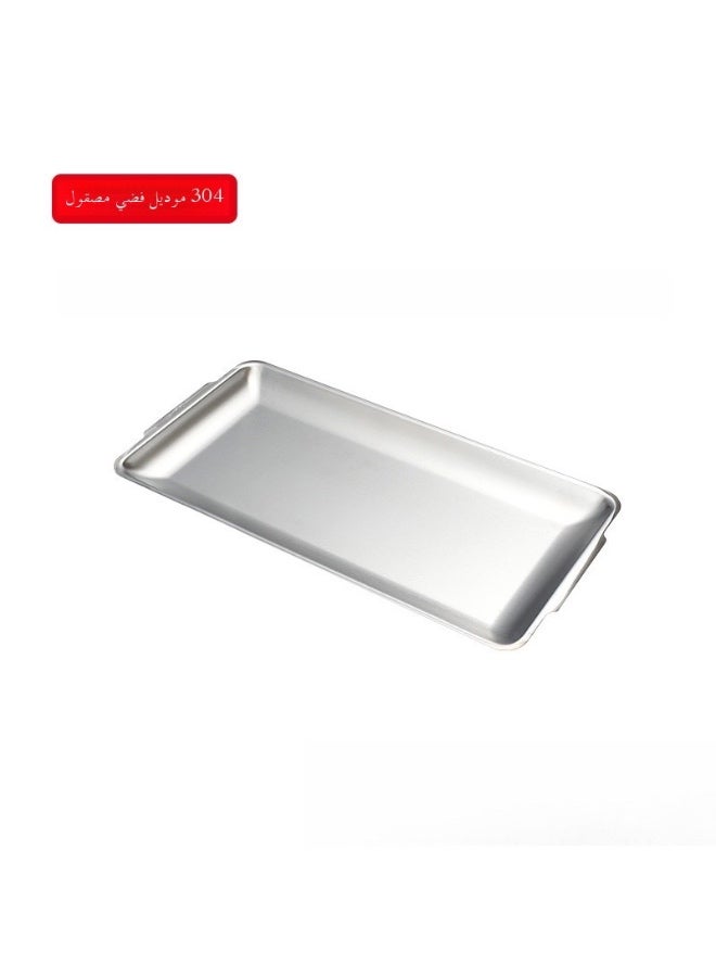 طبق 304 على الطراز الكوري من الفولاذ المقاوم للصدأ، طبق مربع، طبق ذو قاع مسطح، طبق مستطيل، طبق للشواء، تجاري، ذهبي - Image 1