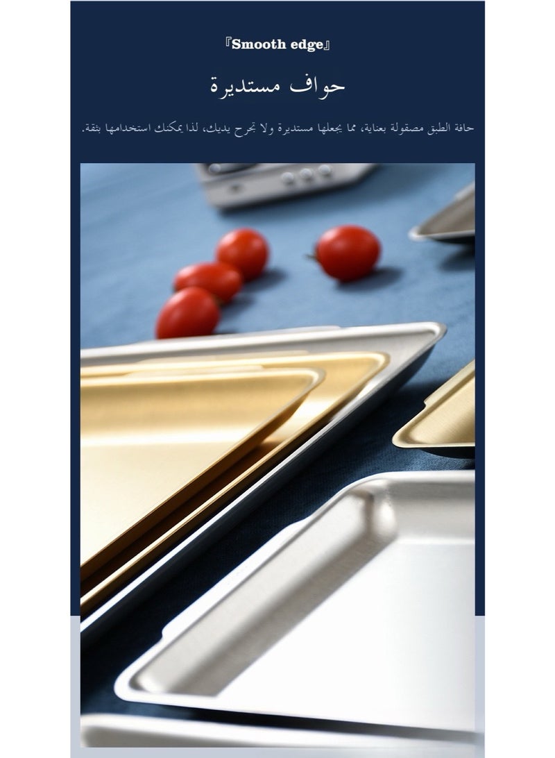 طبق 304 على الطراز الكوري من الفولاذ المقاوم للصدأ، طبق مربع، طبق ذو قاع مسطح، طبق مستطيل، طبق للشواء، تجاري، ذهبي - Image 5