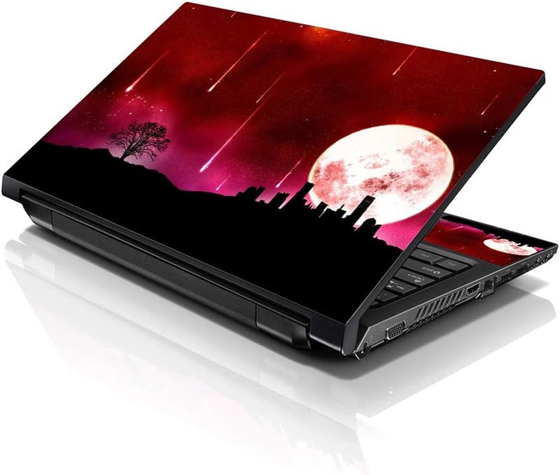 LSS 17 17.3 Inches Laptop Notebook Skin Sticker with 2 Wrist Pads - Reusable Cover Protector Vinyl Sticker Cover Decal Fits 17" - 19" HP Asus Acer Samsung - Red Earth Scenery Pattern - Image 1