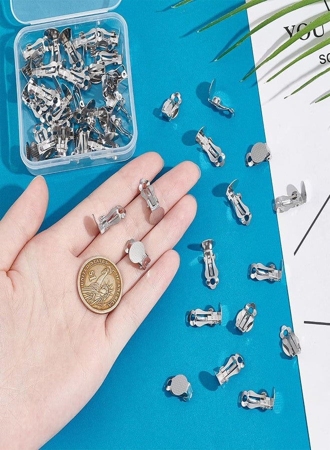 UNICRAFTALE 50pcs Stainless Steel Clip-on Earring Findings Flat Round Blank Tray Earrings Non-Pierced DIY Earrings Metal Earring Converters for Earring Making - Image 4