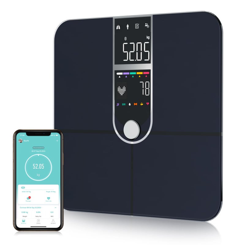 Greetmed Smart Scale with BMI Body Fat Muscle Mass Digital Bathroom Weight Scale with Accurate 17 Core Body Composition Analyzer Fat Percentage Dual Large VA Color Screen Bluetooth Sync App for Home Use - Image 1