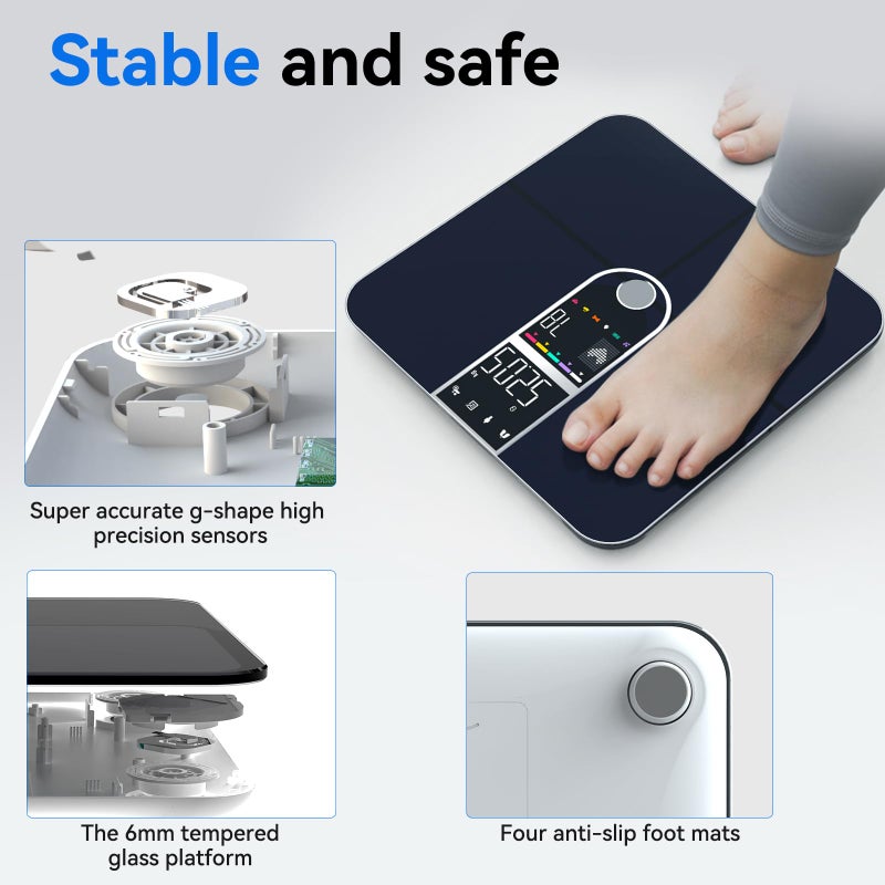Greetmed Smart Scale with BMI Body Fat Muscle Mass Digital Bathroom Weight Scale with Accurate 17 Core Body Composition Analyzer Fat Percentage Dual Large VA Color Screen Bluetooth Sync App for Home Use - Image 4