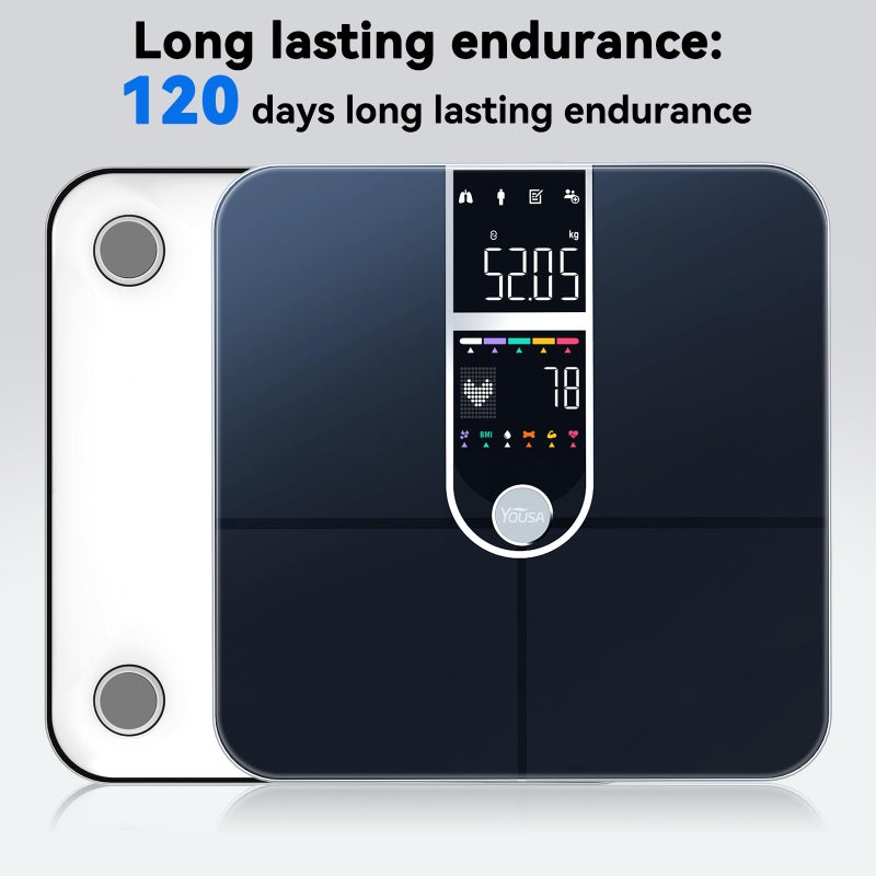 Greetmed Smart Scale with BMI Body Fat Muscle Mass Digital Bathroom Weight Scale with Accurate 17 Core Body Composition Analyzer Fat Percentage Dual Large VA Color Screen Bluetooth Sync App for Home Use - Image 5