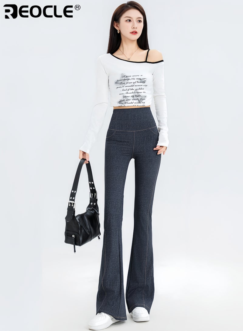 ريوكل بنطلون نسائي متسع من الأسفل جينز ضيق بخصر مرتفع جوارب لياقة قابلة للتمدد جوارب يوجا ضيقة جينز سكيني بنطلون بوت كات ملابس كاجوال - Image 1