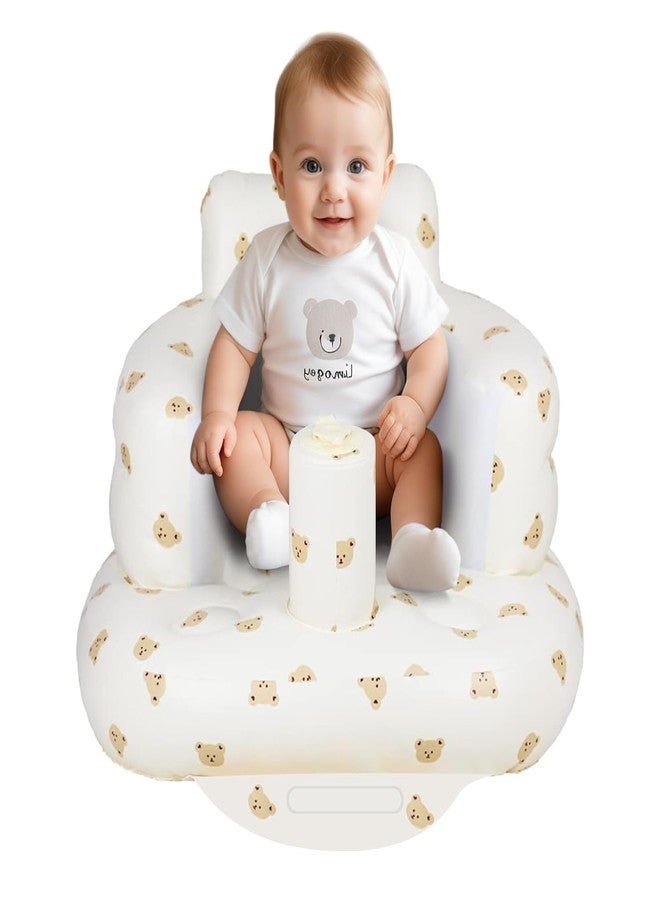 Deoxys Inflatable Baby Chair for Babies 3-36 Months, Portable Inflatable Baby Seat with Built in Air Pump, Cartoon Pattern Baby Inflatable Seat with Back Support for Sitting Up - Image 1