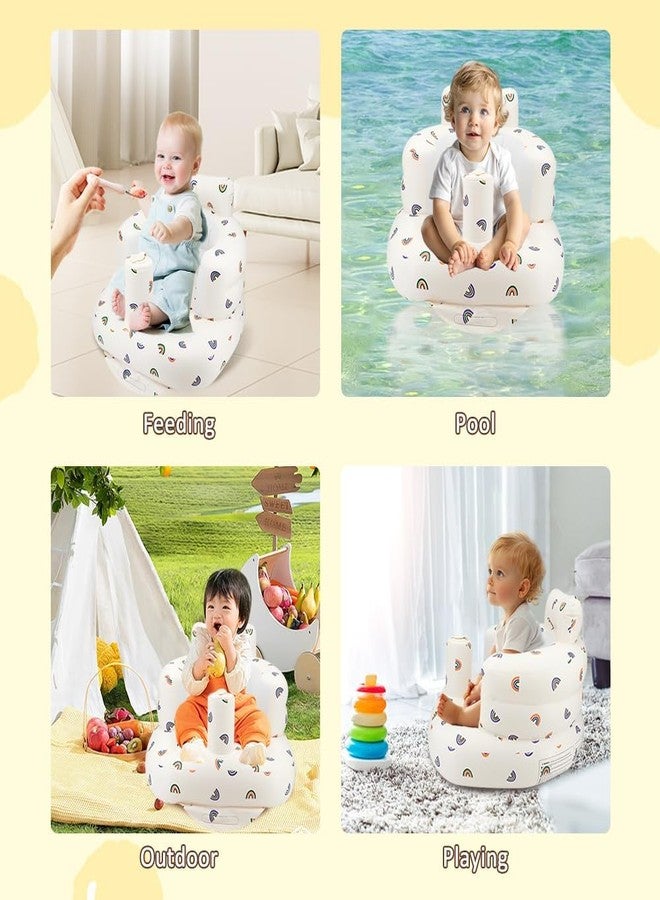 Deoxys Inflatable Baby Chair for Babies 3-36 Months, Portable Inflatable Baby Seat with Built in Air Pump, Cartoon Pattern Baby Inflatable Seat with Back Support for Sitting Up - Image 3