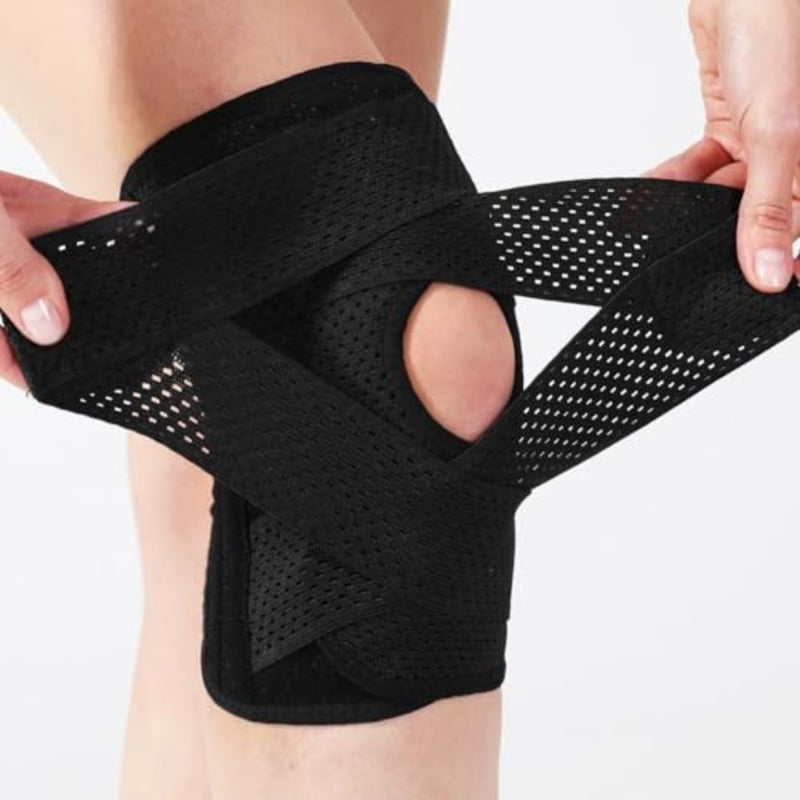 دعامة الركبة مع مثبتات جانبية لألم الركبة المسيل للدموع (ACL MCL) لاستعادة إصابات التهاب المفاصل، دعم الركبة قابل للتعديل وقابل للتنفس للرجال والنساء، مقاس كبير 39-42 سم - Image 1