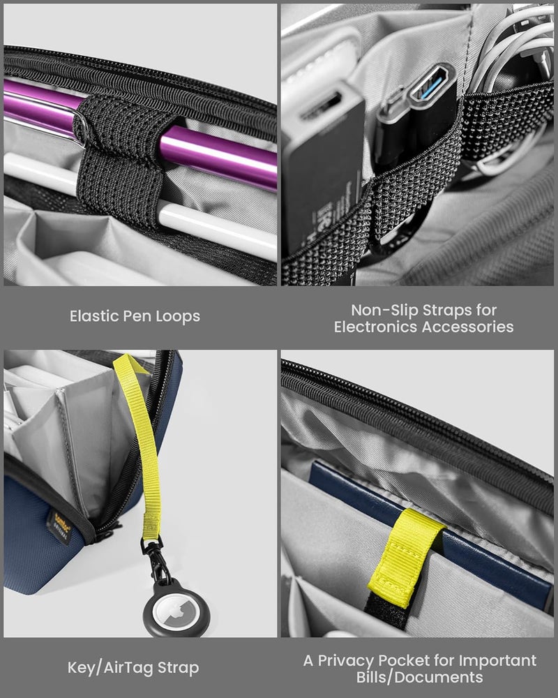 Tomtoc Electronic Organizer Accessory Tech Pouch for MacBook Charger, Cables, Power Bank, Hard Drive, Cords, Water-Resistant Storage Bag with Removable Card Slots for USB Adapter, Memory Card, Black - Image 3