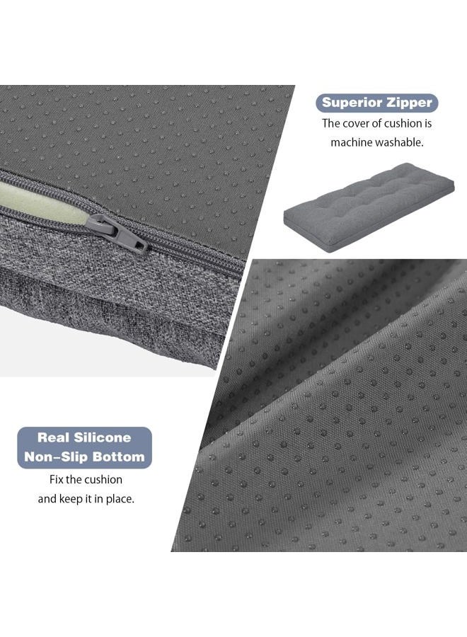 BAIBU 40 Inch Dual-Layer Patent Design Memory Foam Bench Cushion, Non-Slip Indoor Rectangle Bench Seat Cushion Standard Size Foam Pad with Machine Washable Cover (Dark Grey, 40x16x3in) - Image 4