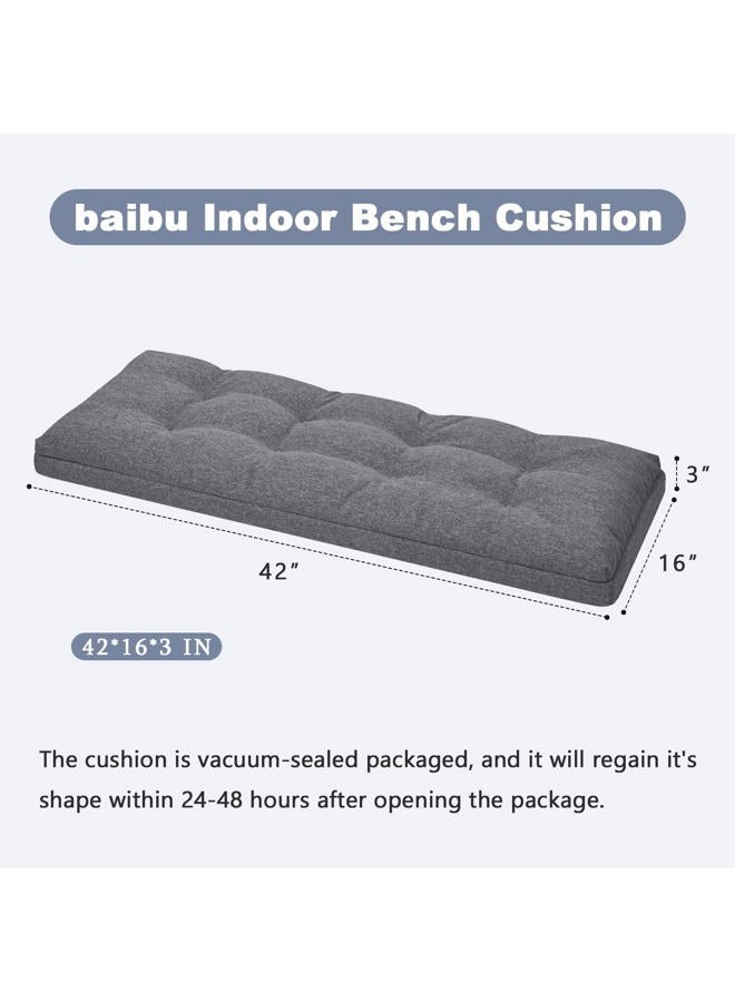 BAIBU 40 Inch Dual-Layer Patent Design Memory Foam Bench Cushion, Non-Slip Indoor Rectangle Bench Seat Cushion Standard Size Foam Pad with Machine Washable Cover (Dark Grey, 40x16x3in) - Image 2