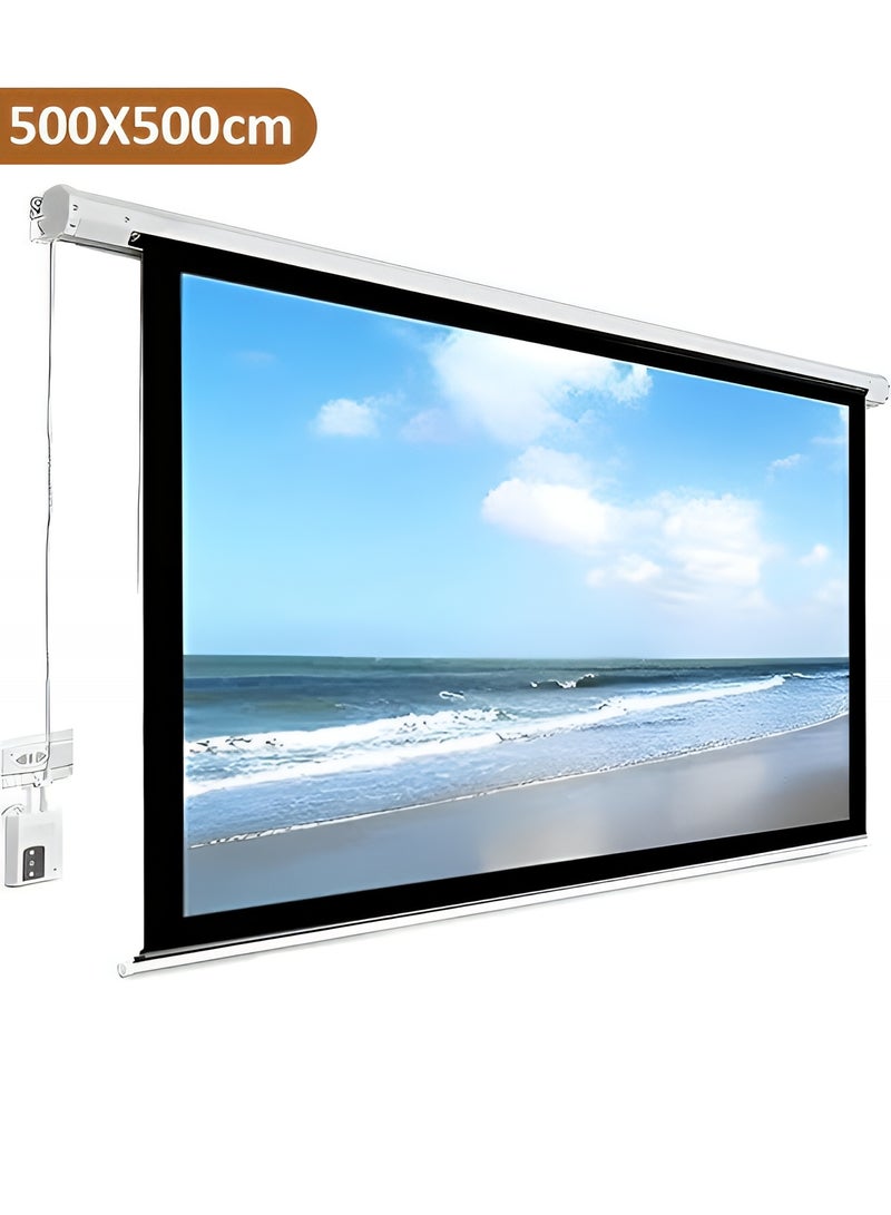 Taimi SCREEN PROJECTOR ELECTRIC 100 Inch (1:1) Wall Mounted Ceiling Automatic Projection Screen Drop Down with Remote Movie Screen for Indoor Outdoor SIZE 500x500cm - Image 1