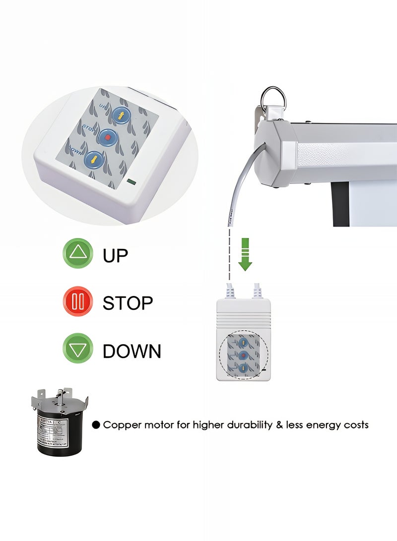 Taimi SCREEN PROJECTOR ELECTRIC 100 Inch (1:1) Wall Mounted Ceiling Automatic Projection Screen Drop Down with Remote Movie Screen for Indoor Outdoor SIZE 500x500cm - Image 4