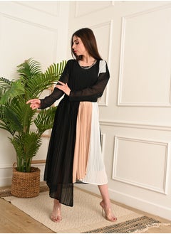 FULL JOY Pleated chiffon dress with long sleeves  - Image 2