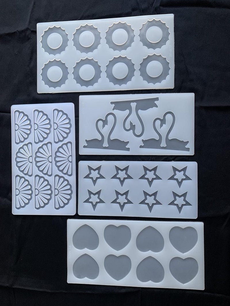 SHOAIB Chocolate Mould Combo Pack of 8 Multiple Shapes Heart Fan Triangle Star Flower Leaf Circle Silicone BPA Free White Baking Accessory - Image 2