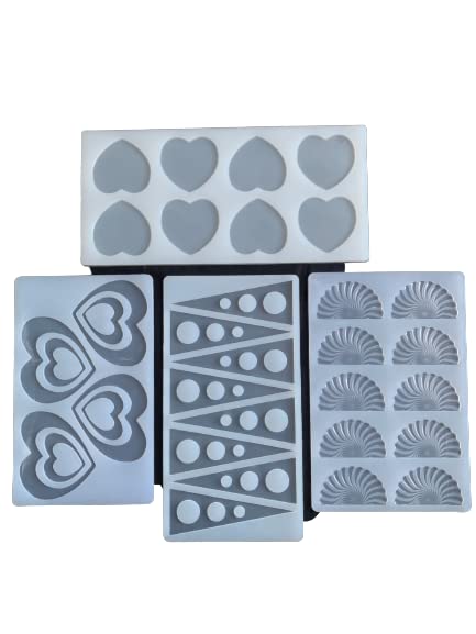 SHOAIB Chocolate Mould Combo Pack of 8 Multiple Shapes Heart Fan Triangle Star Flower Leaf Circle Silicone BPA Free White Baking Accessory - Image 3