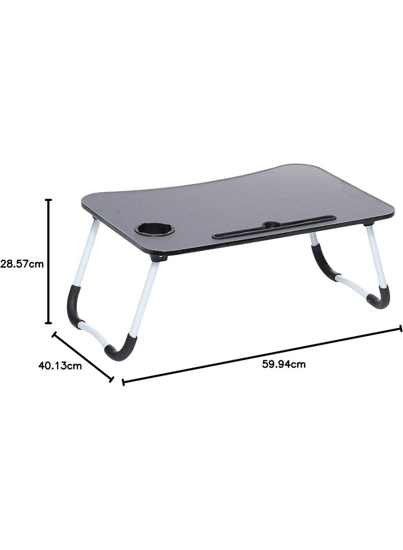 Foldable laptop table – Stable, non-slip legs – Includes an iPad holder and cup holder – Ideal for bed, sofa, studying, and camping - Image 2