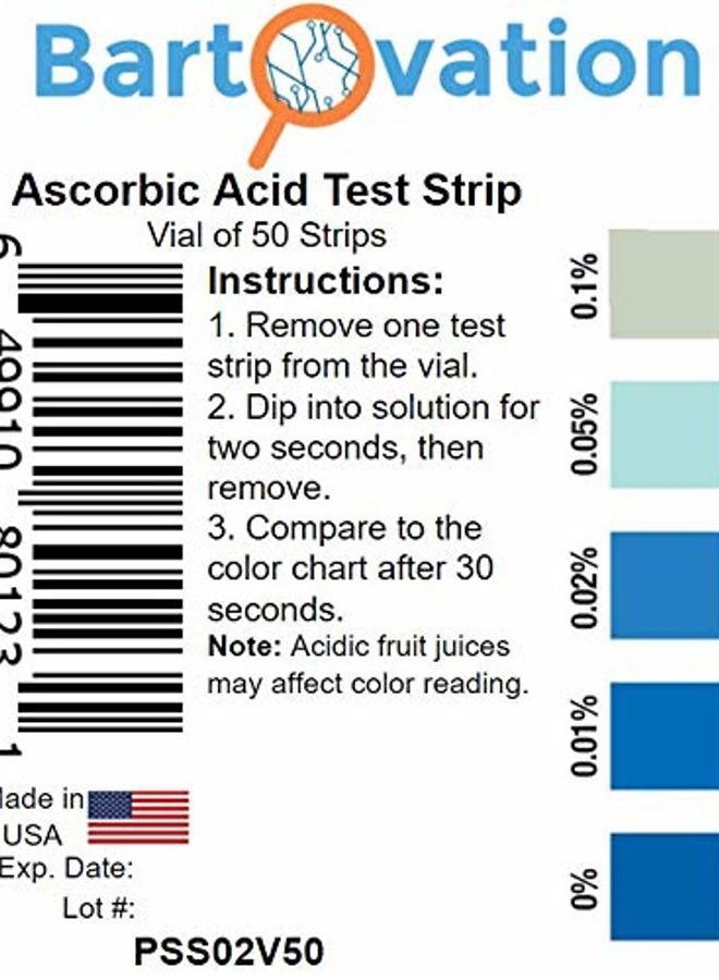 Bartovation Ascorbic Acid Vitamin C Food Test Strips, 0.01 To 0.1% [Vial Of 50 Strips] - Image 4