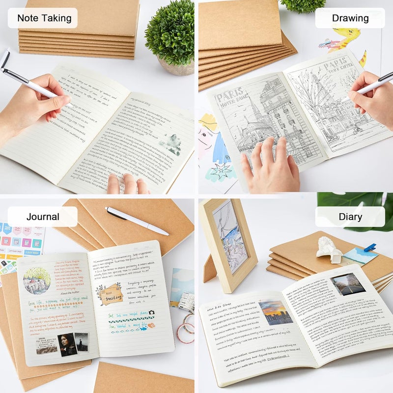 Feela 90 Pack Kraft Notebooks Bulk, Lined Travel Journals Note Pad Notebooks for Men Women Girls Students, Making Plans Writing Memos Office School Supplies, A5, 60 Pages, 8.3” X 5.5” - Image 5