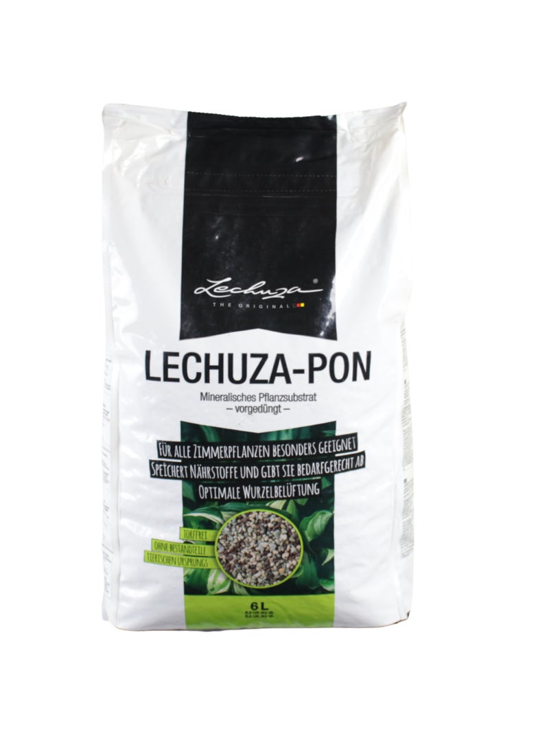 Lechuza وسط زراعة معدني نظيف كبديل للتربة يمنع الحشرات ويحافظ على صحة الجذور للنباتات الداخلية (مناسب لأصص الري الذاتي والأنظمة شبه المائية)، ليتشوزا بون – 6 لتر - Image 1
