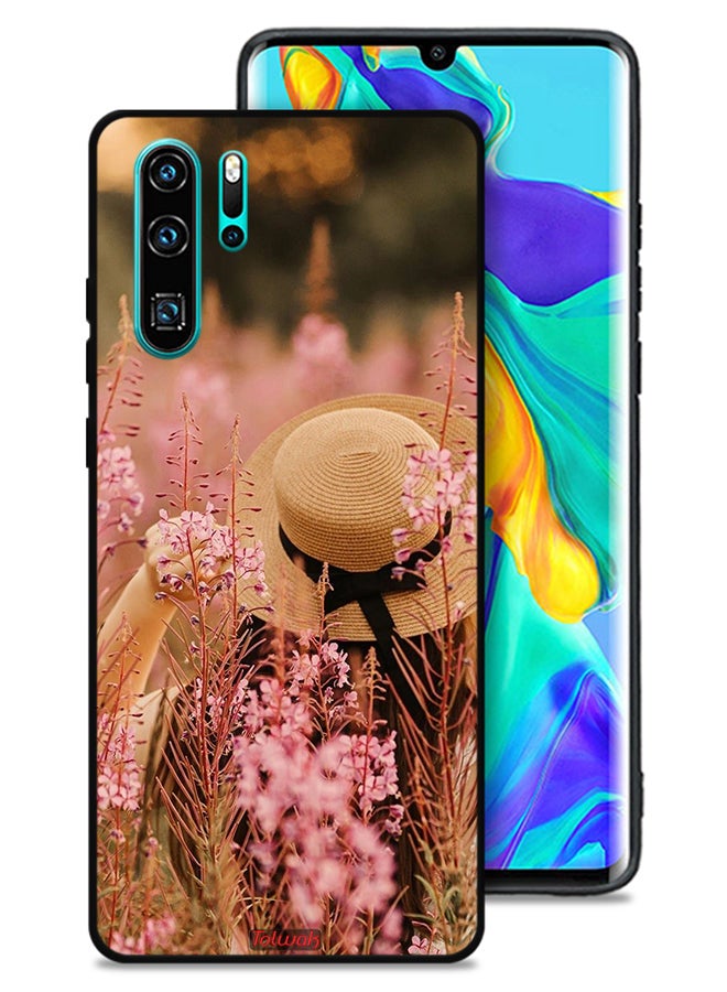 Tolwak غطاء حماية لهاتف هواوي P30 برو - فتاة ترتدي قبعة بين الزهور - Image 1