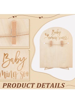 Curious Button Curious Button Set of 1 Pcs Wooden Ultrasound Frame Stand Light Yellow Baby Coming Soon Arch Pregnancy Sonogram Photo Frame With Clips and Hemp Rope Gift for Mothertobe Pregnancy Announcements  - Image 2