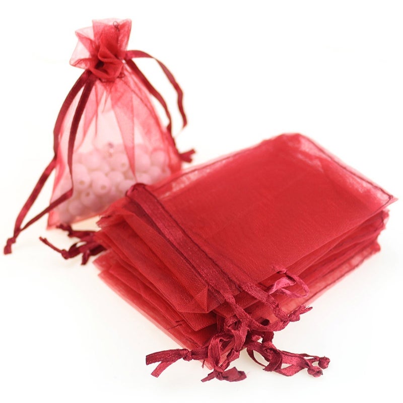 Akstore 100PCS 4x6inch (10x15cm) Drawstring Organza Jewelry Favor Pouches Wedding Party Festival Gift Bags Candy Bags (Red) - Image 5