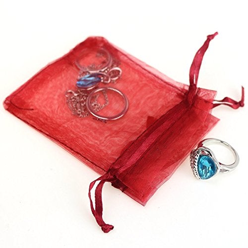 Akstore 100PCS 4x6inch (10x15cm) Drawstring Organza Jewelry Favor Pouches Wedding Party Festival Gift Bags Candy Bags (Red) - Image 4