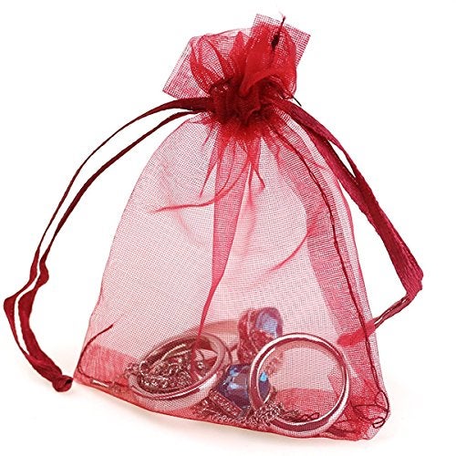 Akstore 100PCS 4x6inch (10x15cm) Drawstring Organza Jewelry Favor Pouches Wedding Party Festival Gift Bags Candy Bags (Red) - Image 3