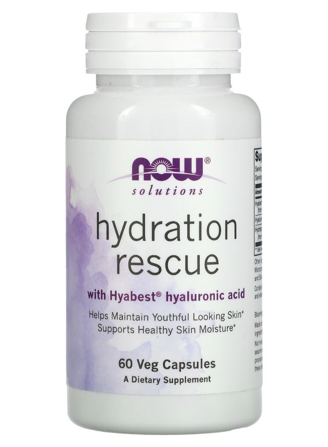 now Solutions Hydration Rescue with Hyabest Hyaluronic Acid 60 Veg Capsules