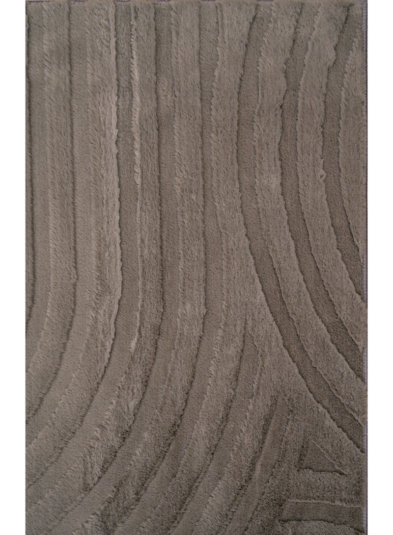 Home auraa Carpet Rug Felt & Canvas Backing – Size 200 x 300 cm – 6.56x9.84 ft | Spiral Carved Rabbit Fur Design - Grey Color | Ideal Carpet for Living Room, Bedroom, Office, Hallway or Balcony - Image 4
