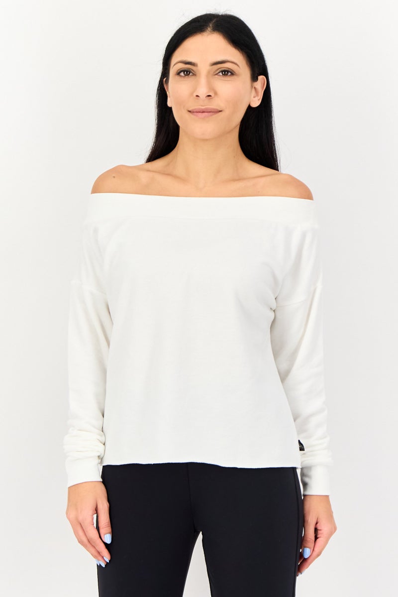 Reebok Women Sportswear Fit Long Sleeve Outdoor Top, Off White - Image 1