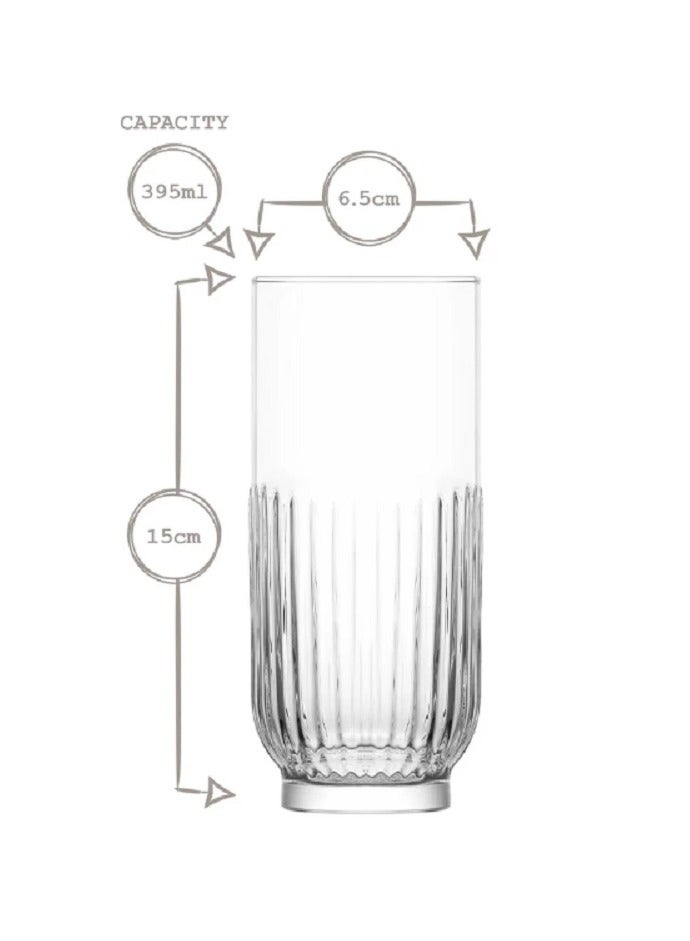 LAV 6 Pieces Tokyo Long Drink Glass Set 395 Ml - Clear - Image 4